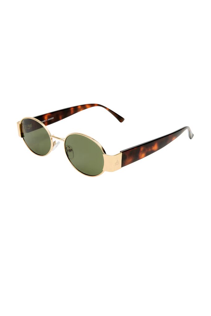 Mars Ii Sunglasses by AIRE Color: Gold, Dark Tort, & Green Mono